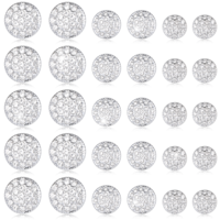 30Pcs Sliver Rhinestone Buttons, Crystal Embellishments for Clothing Round Sparkle Buttons Flat Back Crystal DIY Decoration Bottons for Sewing Crafts Wedding Bridal 3 Sizes