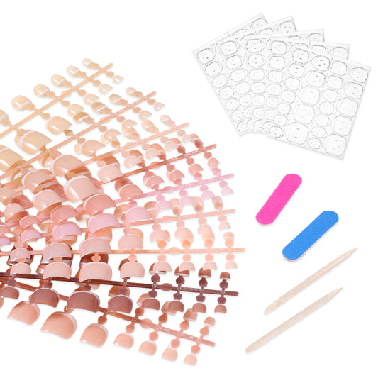216 Pcs French Tip Press on Toenails, Mixed Color Short Square Toe Nail Tips 12 Sizes Acrylic Toenail Press ons Artificial Fake Toe Nails Glossy Full Cover for Women DIY Nail Salon