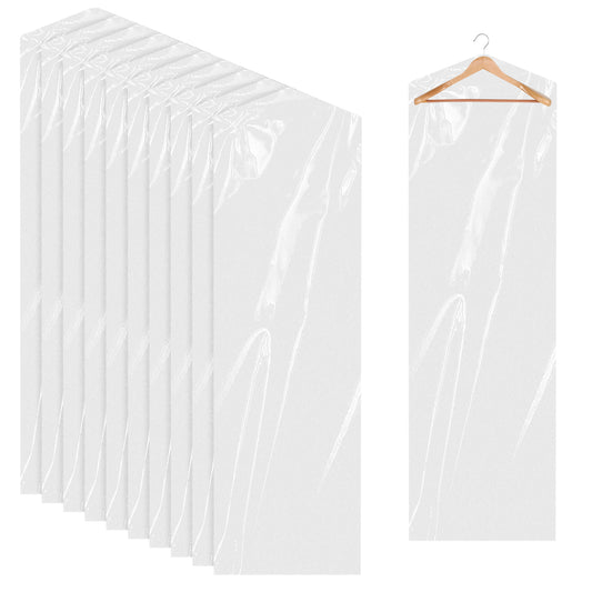 10Pcs Dry Cleaner Bags Plastic Clear Dress Bag 60x180 cm Long Dry Cleaning Bag for Clothes, Plastic Garment Bags for Hanging Clothes, Long Dresses, Suits, Gowns, Dance Costumes