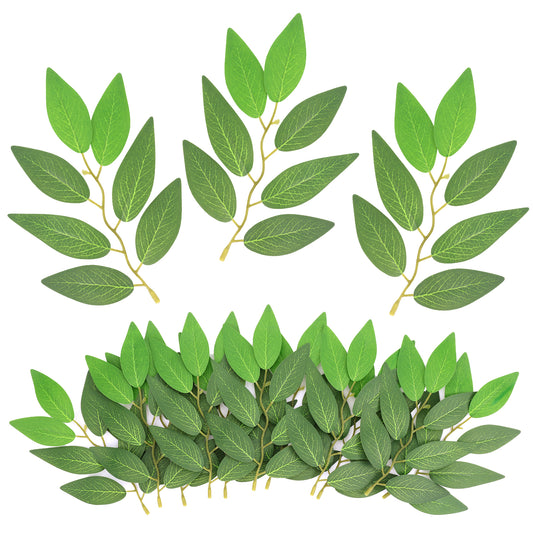 30 Pcs Italian Ruscus Greenery Stems, 18cm Artificial Italian Ruscus Greenery Faux Green Leaf Garland Branches for Bouquet Table Centerpieces Home Decor Wedding Bouquet Garland Arch Room Wall Decor