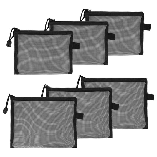 2 Sizes Mesh Zipper Pouch Bags, 6 PCS Package Nylon Cosmetic Zippers Bags, Portable Mesh Zipper Pouch Toiletry Bag, Cosmetic Organizer for Travel and Makeup Organizing