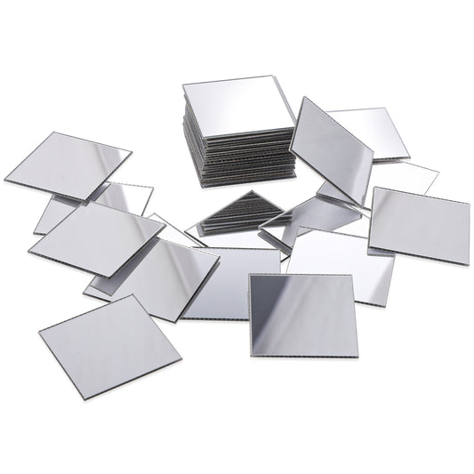 Zyghjort Small Mirrors for Crafts, 50 Pcs 1 Inch Self Adhesive Small Square Mirror Acrylic Mini Mirror Stickers for DIY Crafts Projects Home Kitchen Bathroom Wall Table Decor