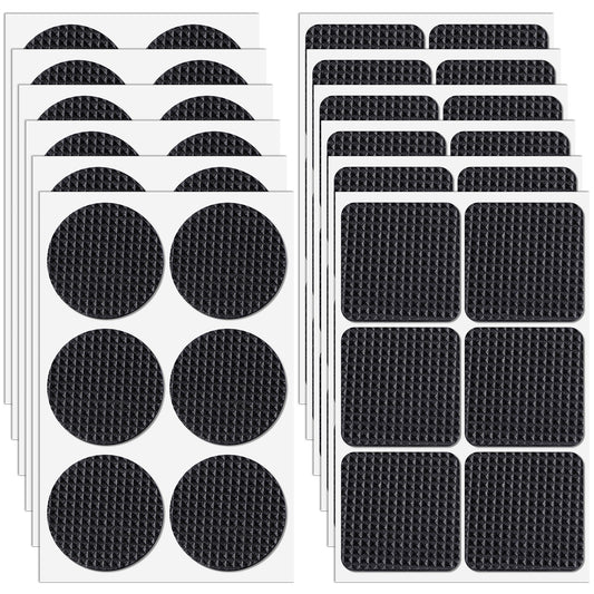 96 Pcs Non Slip Furniture Pads, Rubber Pads for Furniture Non Slip, Self Adhesive Rubber Floor Protector Pad for Feet Chair Leg Table Legs Floor Protectors 30 Squares and 30 Rounds