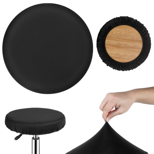 Xthrotsenk 2 Pcs Stool Covers Black Round High Elastic Bar Stool Covers Soft Stool Cushion Washable Slipcovers Fit for Dia 11-14 in Bar Round Chair for Home Bar Hotel Market