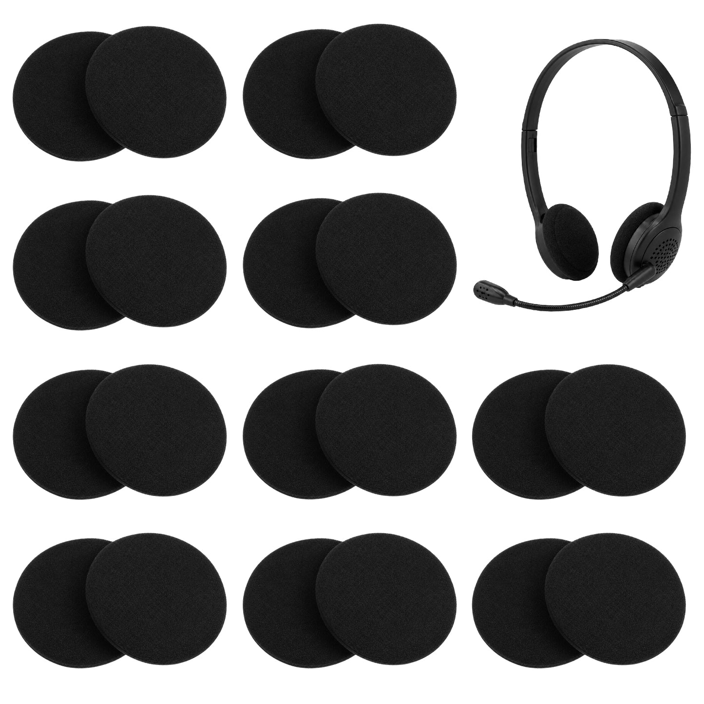 20 Packs Headphone Earpads, 60mm Black Sponge Headphone Ear Covers