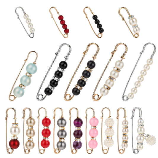 18PCS Artificial Pearl Pins, Decorative Pins for Clothing, Women Decorative Safety Pins, Sweater Shawl Clips for Women Dress Skirt Sweater