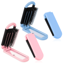 2 PCS Travel Size Hair Brush, Travel Hair Brush with Mirror Folding Hair Brush Women and Men Mini Wet Brush Portable Compact Hair Brush Mini Hairbrush Massage Comb for Travel Car Gym Bag Purse