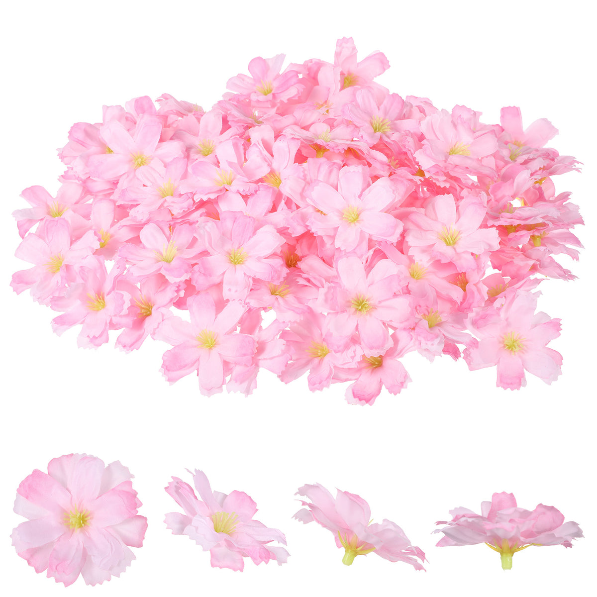 100 PCS Mini Flowers for Crafts Pink Cherry Blossom Flowers Artificial
