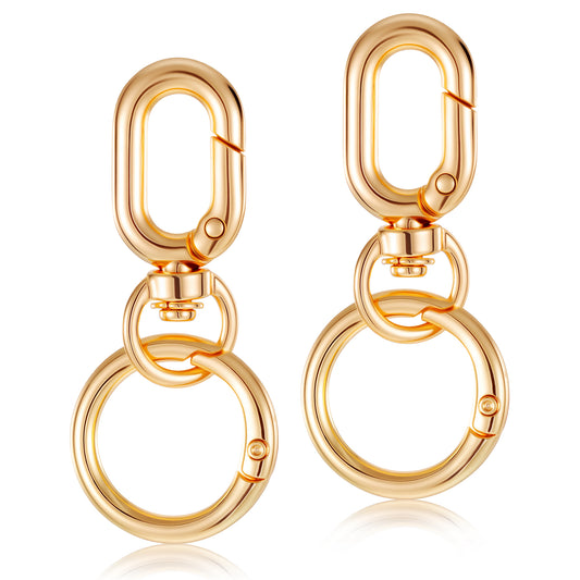 4 Pcs Gold Keychain Clip Double Opening, Keychain Clasp Alloy Swivel Snap Hooks Spring Key Ring Key Chain Clips for DIY Crafts Bags Jewelry Clasps, Lanyard Making