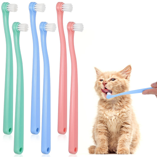6PCS Small Dog & Cat Toothbrush, Mini Head Soft Dog Cat Tooth Brush Pet Toothbrush Puppy Tooth Brushing Kit, Mini Head Soft Brush for Dogs Tooths Cleaner Care for Small to Large Dogs Cats Portable