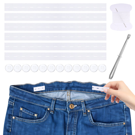 Psyqtsuary 6 Pcs Jean Waist Tightener Jeans Button Tightener Maternity Pants Extender Jean Button Waist Tightener Adjustable Elastic Waist Extenders Waistband for Pants Women Men And Children
