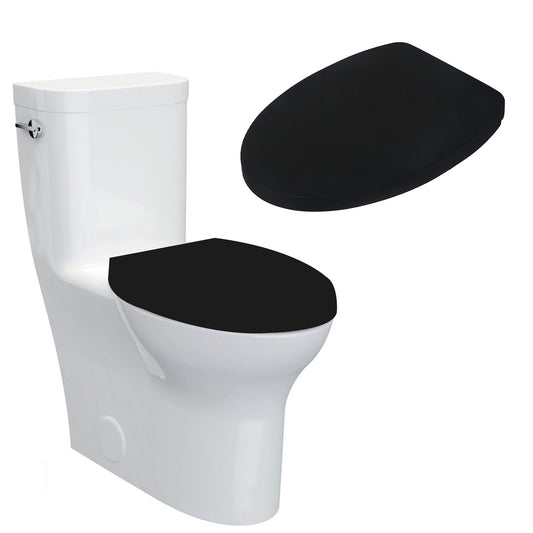 2Pcs Velvet Toilet Lid Cover Toilet Cover with Elastic Bottom Fabric Cover for Toilet Top Cover Back (Black)