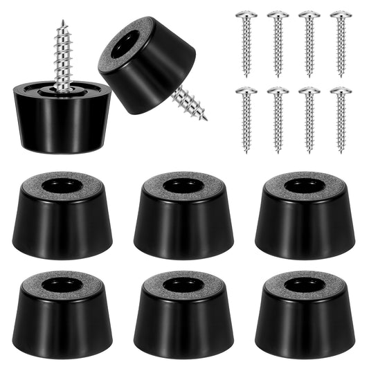 FdcLixuvol Cutting Board Feet, 8 Pcs Non-Slip Soft Rubber Feet Pads Kit with Built-in Stainless Steel Washer and Screws for Furniture Appliances Rubber Bumpers, Black