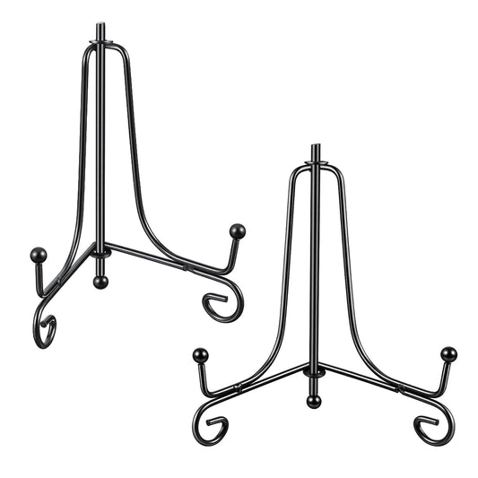 Alrhso 2PCS Plate Holder Easel Display Stand 10 cm Black Iron Tabletop Picture Stand for Display Photo Frames Decorative Plates Card for Home and Office Decor