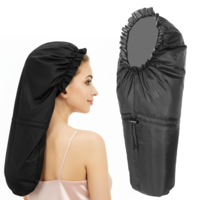 Large Shower Cap for Long Hair Extra Long Shower Cap for Braids Dreadlock Caps Waterproof Hair Bonnets Drawstring Bath Caps Applicable to Women & Men Dreadlocks (Black)