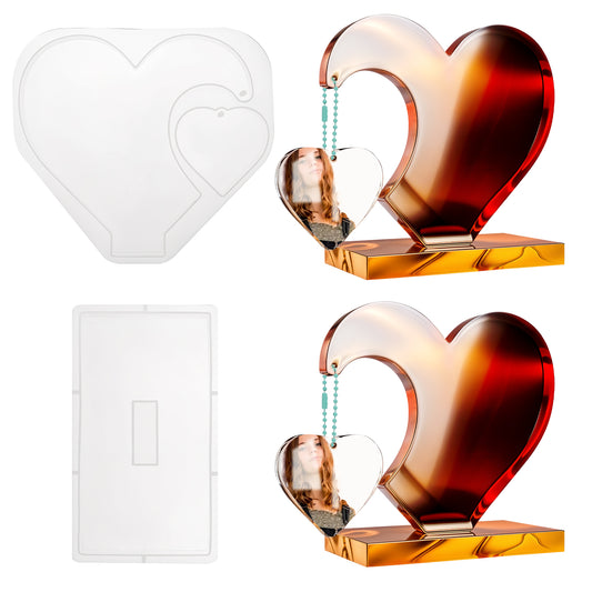 Heart Shaped Epoxy Resin Mold, Love Shape Picture Frames Silicone Molds, Silicone Frame Mold, Resin Picture Frame Mold, Resin Art Molds for DIY Home Decoration Art Creation Home Decor Gift