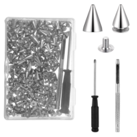 100 Pcs Metal Tree Spikes 7X10mm Screwback Studs Spike Rivets Silver Punk Rock Accessories for Clothing DIY Leather Craft Shoes Belts Bags Decoration
