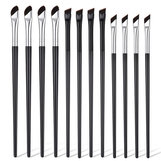 12pcs Eyeliner Brushes Set Brow Tint Brushes Fine Angled Eyeliner Eyebrow Concealer Brushes Precision Fine Point Eyeliner Brush Ultra Thin Flat Makeup Sickle Slanted Angle for Beauty Cosmetic Tool