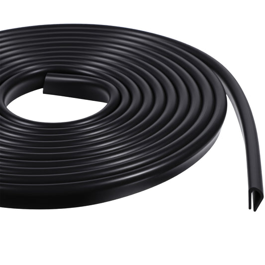 10ft U Channel Rubber Edge Trim, 1/8" Rubber Car Door Seal Strip, Weather Crash Protection Sheet Metal Edge Guards Protector for Car Doors Hatches Table Corners Steel Plates Glass (Black)