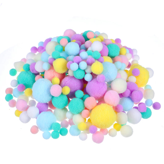 Pastel Pom Poms, 300PCS Small Pom Poms for Crafts Making Assorted Sizes 10mm-20mm High-Elastic Mini Pom-Poms Balls for Thanksgiving DIY Arts and Craft Making Winter Christmas Decorations, Multi Colors