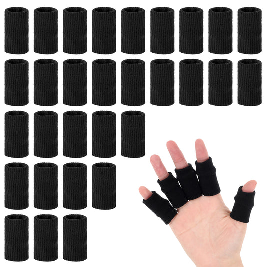 30 PCS Finger Sleeves Protectors, Finger Elastic Compression Sleeve Black Arthritis Finger Sleeves Breathable Thumb Sleeve Protector for Basketball Volleyball Sports Relieve Arthritis Pain Pressure