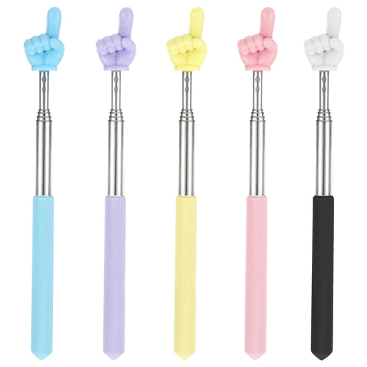 FdcLixuvol 5 PCS Retractable Teacher Pointer Stick Colorful Mini Extendable Hand Pointers Classroom Finger Pointer Stick for Kids Reading Elementary School Kindergarten Teacher Supplies