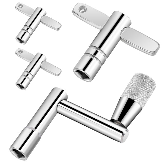 Stainless Steel Drum Key Drum Tuner Keychain, 4 Pack Drum Key Tool Include Continuous Motion Speed Key, Universal Drum Key Keychain Drum Tuning Key Turner