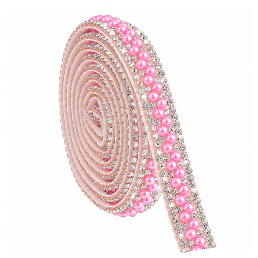 1 Yard Pearls Trim Pearl Stickers Rhinestone Pearls for Crafting Pink