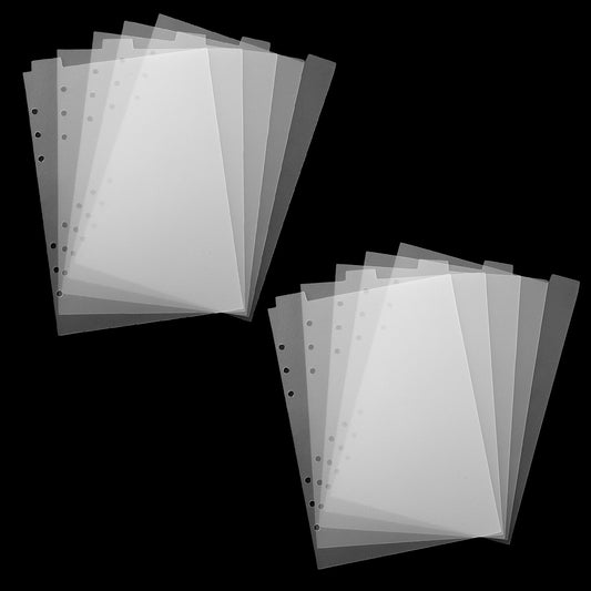 2 Set A5 Binder Dividers, Top 5 Tabs Plastic Index Divider Transparent Vertical 6 Ring Binder Inserts A5 Planner Dividers Planner Inserts for 6 Ring Binders Notebook Diary Memo Notepad