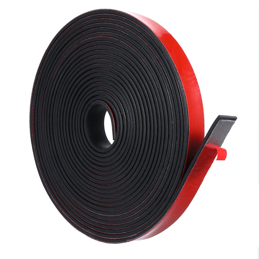 Rubber Strips with Adhesive Backing, 1/2" Wide x 1/16" Thick x 177" Long Solid Rubber Seal Strip Neoprene Rubbers Tape Roll for DIY Gaskets Pads Seals Crafts Protection Warehouse Flooring