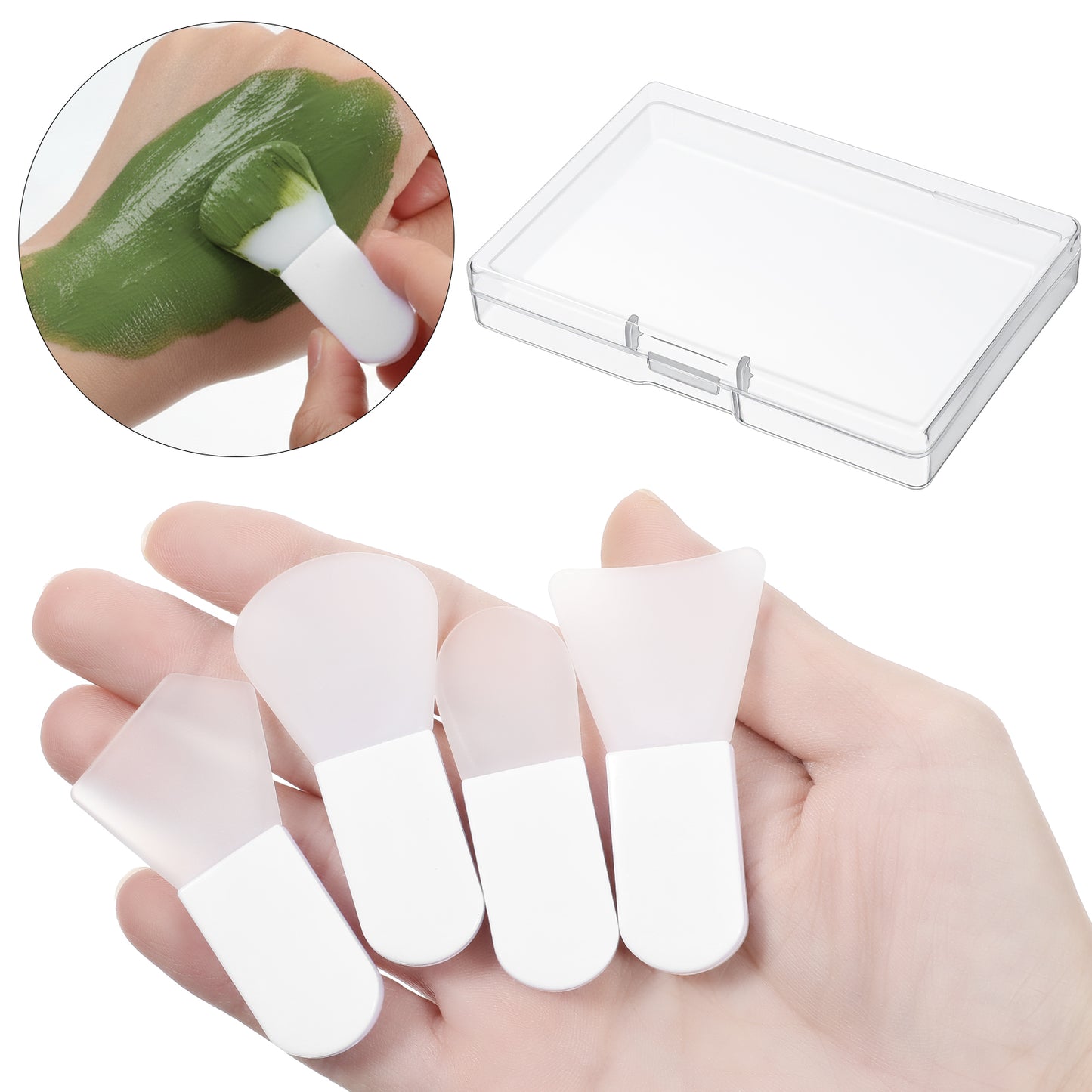 4PCS Face Mask Applicator Mini Makeup Spatula Brush Set, Face Mask Brush Applicator for Mud Cosmetic Masks Facial Clay Eye Cream Body Lotion Serum Body Butter Cream Soft Silicone Brushes Suit