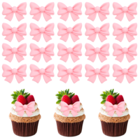 20 Pcs Bowknot Cupcake Toppers, Pink Resin Bowknot Cake Decorations 3D Cute Bowknots Nail Charms Jewelry Decoration Accessories for DIY Art Crafts, Theme Party Decoration Supplies