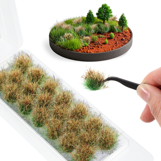 Xthrotsenk 20 Pcs Simulation Static Grass Lowland Shrubs Artificial Grass Miniature Terrain Bushy Tufts for DIY Sandy Terrain Railway Game Scenery Miniature Landscape (Autumn Brown)