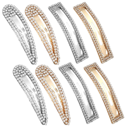 8PCS Diamante Hair Clips for Women Rhinestone Snap Hair Clips