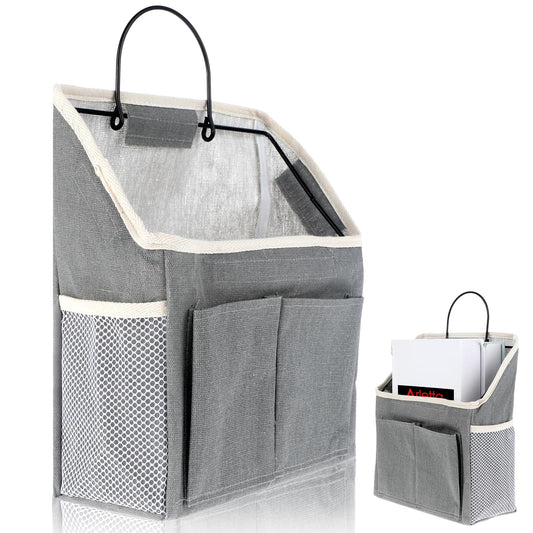 Wall Hanging Storage Bags for Organizing, Wall Hanging Organizer Bags with Pockets, Wall Organizer Storage Wall Hanging Organizer Basket for Dorm Kitchen Bathroom Bedroom Office Room RV Camper Gray