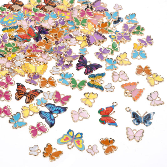 Pack of 120 Butterfly Pendant Charms Jewellery Making Pendants for DIY Necklace Bracelet Earring Craft Supplies for Necklaces, Bracelets, Earrings, Jewellery Making, DIY Accessories, Schmett, Alloy
