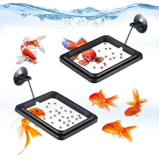 2 Pcs Fish Feeding Feeder Square Betta Feeding Ring Floating Food Feeder with Suction Cup Aquarium Accessories for Goldfish Guppy Small Fish