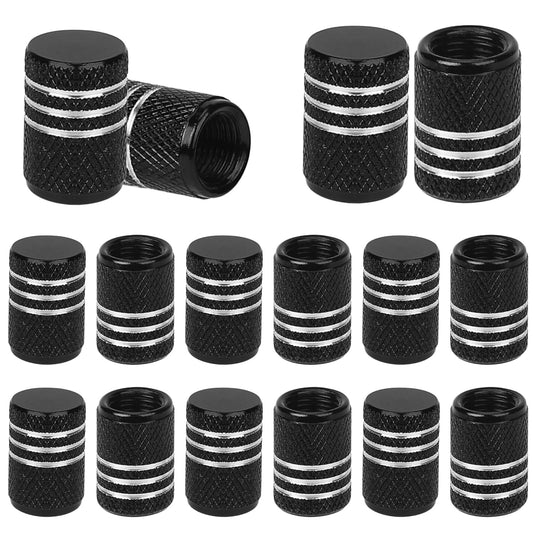 16 Pcs Tyre Valve Caps, Black Stem Dust Caps, Tire Valve Stem Caps, Universal Aluminum Tire Valve Cap, Screw-On Stem Covers for Bicycles and Motorcycles