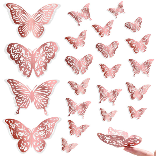 48pcs Glitter Butterfly Wall Stickers 3D Laser Butterflies Decorations Sticker Removable Butterfly Wall Decals Mural for DIY Crafts Party Wedding Office Home Bedroom 4 Styles