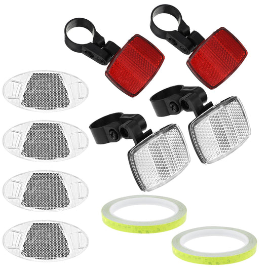 8 Pcs Bicycle Reflector Set Front/Rear Bike Reflectors Bicycle Wheel Spoke Reflectors Bracket Universal Accessories for Mountain Bike, Children Bike, White Red