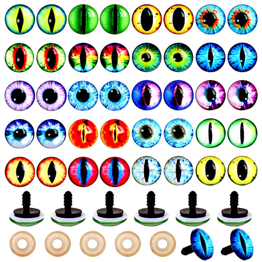 KALIONE 20 Pairs 18mm Dragon Eyes Safety Eye Doll Eyes with Washers for Crochet Plush Stuffed Animals Craft Eyes