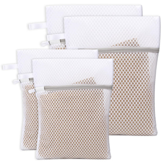 Bra Washing Machine Bag, 4 x Honeycomb Lingerie Bags with Hanging Loop,Mesh Laundry Wash Bags, Fine Laundry Wash Bags for Underwear, Bras, Socks, Baby Clothes, Masks(2S+2M)