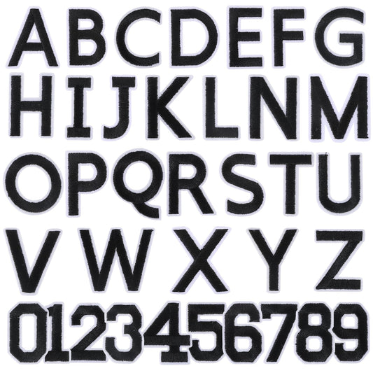 72 Pcs Iron on Letter and Numbers Patches Black Alphabet Embroidered Patch A-Z Number 0-9 Embroidered Applique DIY Iron Patches Decorate Iron on Letter Patches for Jackets Hats Jeans Bags (Black)