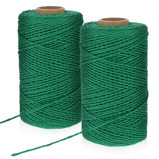 2 Volumes Garden Twine, 328 Feet/Roll Green Natural Jute Twine for Gardening Heavy Duty Garden String Green Tomato Twine Greenhouse Accessories for Crafts Gift Wrapping Tomato Climbing Plant Tie