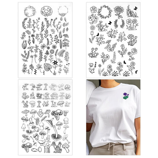 108 Pcs Embroidery Patterns Water Soluble Embroidery Paper Hand Sewing Stabilizers Stick and Stitch Embroidery Paper Wash Away Stabilizer for Embroidery Fabric for Hand Sewing