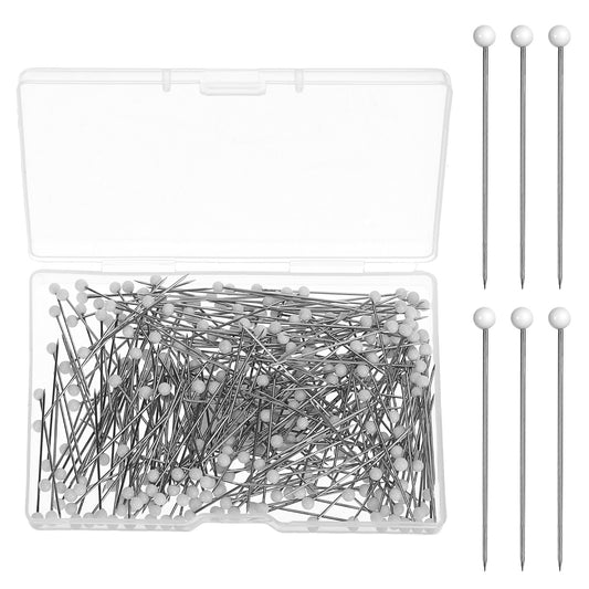 300 PCS Straight Pins Sewing, Sewing Pins Ball Glass Head Pins Straight Quilting Pins White Dressmaker Pins Glass Head Sewing Pins for Fabric, Quilting Pins for Dressmaker DIY Decoration Craft Project