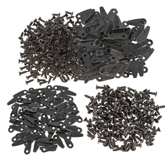 100 Pcs Picture Frame Backing Clips Buckle Black Pictures Frame Hardware Flat Metal Turn Button with Screws Backing Clips for Pictures Hanging, Artwork, Gift Box, Decoration Box