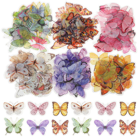 240 Pieces Butterflies Sticker Set Transparent Colorful Butterflies Resin Stickers Decals for Nature Scrapbook Planners Laptops DIY Handbook Paper Crafts