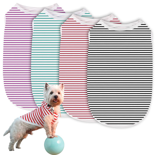 4 Packs Dog Shirt Striped Clothes, Striped Dog Shirt Dog Vest Pet Dog Clothes for Small Dogs, Puppy T-Shirts Dog Clothing for Boy Girl Dogs, Stretchy Vests Soft Clothes for Small Medium Large Dogs