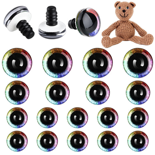 Safety Eyes for Crochet Animals, Pack of 18 12 mm, 16 mm, 18 mm Chromatic Safety Eyes, Stuffed Animal Eyes, Plastic Safety Eyes with Washers, Button Eyes for Doll, Plush Toy, Teddy Eyes